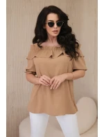 Španielska blúzka s ozdobným volánom Camel