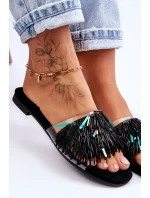 Damskie Klapki Z Modnymi Ozdobami S.Barski KV-576-4 Czarne