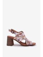 Ażurowe Sandały Damskie Na Słupku Multikolor Tosine