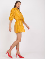 Žlté košeľové šaty z ekologickej kože