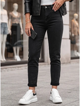 Dámske džínsy Mom Fit s vysokým pásom, čierne, FashionStreet ZY3115 Dámske džínsy Mom Fit s vysokým pásom, čierne, FashionStreet ZY3115