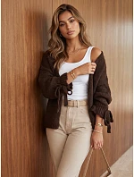 Dámsky oversize kardigán bez zapínania, čokoládová farba, FashionStreet MY2564 Dámsky oversize kardigán bez zapínania, čokoládová farba, FashionStreet MY2564