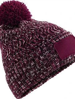 Beechfield B 331 Pletená čiapka s bambulou „Ramble Patch“ 53.0331 burgundy twist