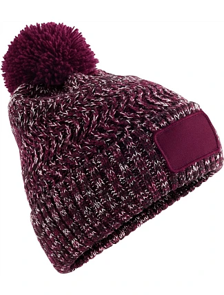 Beechfield B 331 Pletená čiapka s bambulou „Ramble Patch“ 53.0331 burgundy twist