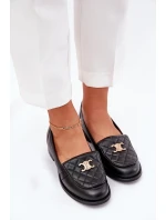 Skórzane Mokasyny Ze Złotą Ozdobą Laura Messi 2927 Czarne