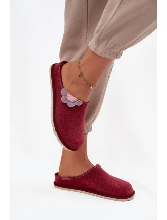 Kapcie Damskie Z Kwiatkiem Inblu CS000043 Bordowe