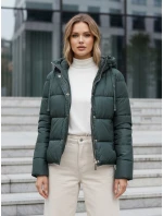 FashionStreet dámska zimná dlhá zelená bunda TY5138