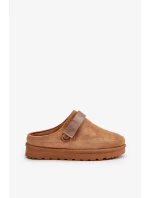 Dámske zateplené papuče s kožušinovou platformou Camel Azida