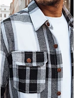 Pánska kockovaná flanelová košeľa DX2673 black and white - FashionStreet