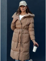 Dámsky prešívaný kabát CLOUTIQUE tmavo béžový FashionStreet TY4371