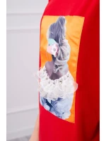 Blúzka s 3D grafikou, čipková červená