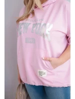 Dámska plus size mikina z viskózy s kapucňou a klokaním vreckom svetlo ružová Dámska plus size mikina z viskózy s kapucňou a klokaním vreckom svetlo ružová