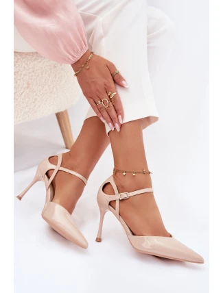 Lakované podpatky s páskem béžové Tarilin Lakované podpatky s páskem béžové Tarilin
