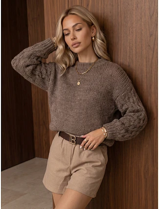 Dámsky oversize sveter s copánkovým vzorom Fango FashionStreet MY2594
