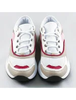 Ružové šnurovacie sneakersy s farebnými vsadkami (6346)