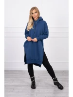 Zateplená mikina s bočnými rázporkami z džínsoviny