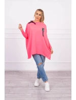 Oversize mikina s asymetrickými bokmi ružová neónová Oversize mikina s asymetrickými bokmi ružová neónová