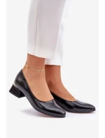 Skórzane Czółenka Lewski 3118 Czarne