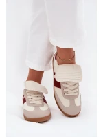 Niskie Sneakersy Damskie Z Wywiniętym Językiem Bordowe Ardira