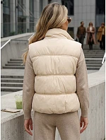 Dámska zateplená vesta bez kapucne, béžová, FashionStreet TY5726 Dámska zateplená vesta bez kapucne, béžová, FashionStreet TY5726