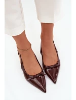 Lakierowane Czółenka Na Szpilce Z Kokardką Czekoladowe Olvena