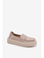 Mokasiny z přírodního semiše na platformě Vinceza Béžové