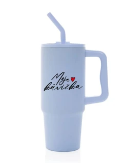 MOJE KÁVIČKA - světle modrý cestovní termohrnek 900 ml