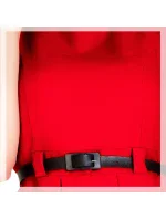 Dámske spoločenské šaty FOLD so skladmi a opaskom stredne dlhé červené - Červená - Numoco