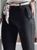 Dámske textilné nohavice s opaskom ROSSALI black FashionStreet UY2595