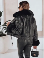 Dámska kožená bunda s kožušinou čierna FashionStreet TY5209 Dámska kožená bunda s kožušinou čierna FashionStreet TY5209