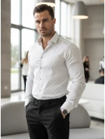 Pánska biela vzorovaná košeľa slim fit FashionStreet DX2697