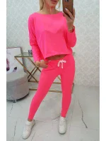 Sada s oversize blúzkou ružová neónová