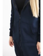 Zateplená dlhá mikina s kapucňou v tmavomodrej farbe Zateplená dlhá mikina s kapucňou v tmavomodrej farbe