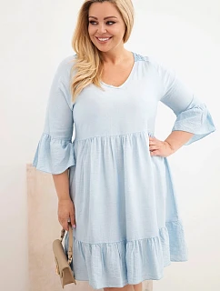 Dámske šaty nadrozmernej veľkosti z viskózy s čipkovým lemom modré