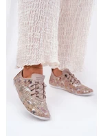 Półbuty Damskie Ze Skóry Naturalnej Wzorzyste Artiker 56C2689 Beżowe