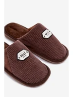 Pánské pantofle s nášivkou hnědé Presine