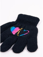 Dievčenské päťprsté rukavice Yoclub s hologramom RED-0068G-AA50-004 Black