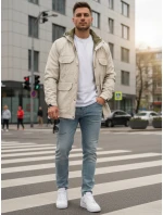 Pánska prechodná bunda s kapucňou biela FashionStreet TX5134 Pánska prechodná bunda s kapucňou biela FashionStreet TX5134