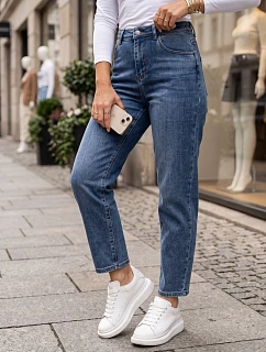 Dámske džínsy Mom Fit s vysokým pásom, modré, FashionStreet UY3104