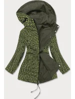 Khaki / limetková dámska bunda parka 2 v 1 (W702BIG)