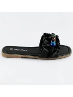 Čierne dámske šľapky s plochou podrážkou (WWW-319) Čierne dámske šľapky s plochou podrážkou (WWW-319)