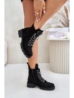 Botki Workery Ocieplane Z Ozdobnym Sznurowaniem Vinceza 16465 Czarne