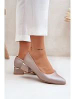 Skórzane Czółenka Lewski 3118 Ciemnobeżowe