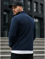 Pánska mikina na zips s kapucňou tmavomodrá FashionStreet BX4775