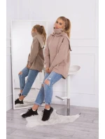 Zateplená mikina so zipsom na chrbte tmavo béžová