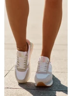 Zamszowe Sneakersy Damskie Big Star RR274A047 HI-POLY SYSTEM Beżowo-Białe