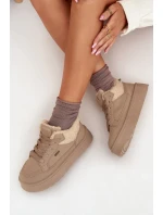 Dámska zateplená športová obuv na platforme SS274105 Beige - Big Star Dámska zateplená športová obuv na platforme SS274105 Beige - Big Star