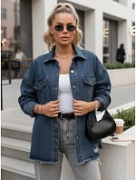 Dámska tmavomodrá džínsová košeľová bunda FashionStreet TY5689 Dámska tmavomodrá džínsová košeľová bunda FashionStreet TY5689