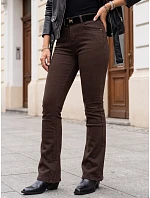 Dámske džínsové nohavice so zvonovým strihom, opaskom a vysokým pásom, hnedé, FashionStreet UY3109 Dámske džínsové nohavice so zvonovým strihom, opaskom a vysokým pásom, hnedé, FashionStreet UY3109