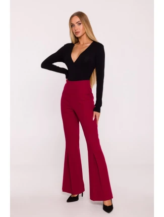 M874 Nohavice s rozšírenými nohavicami - bordové